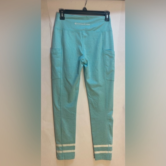 Vineyard Vines Legging Blue Aqua Stripe Yoga Pant Workout Athletic Stretch Small - Picture 3 of 8